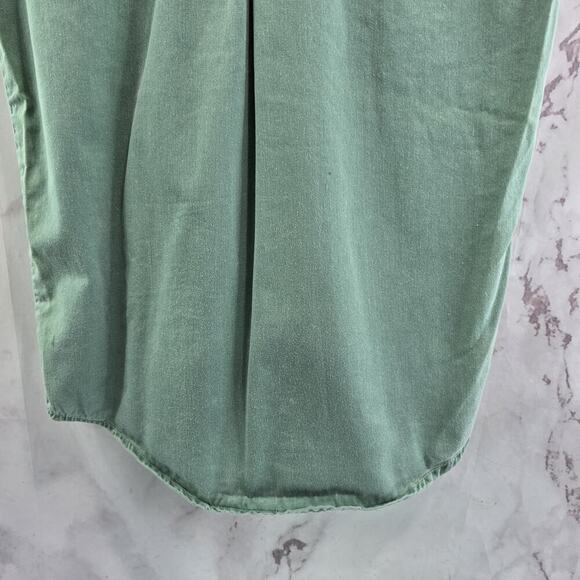 Vintage Shirt Womens Medium Green Tank Snap Sleeveless Shirt 90s Seafoam Muscle - Picture 10 of 12
